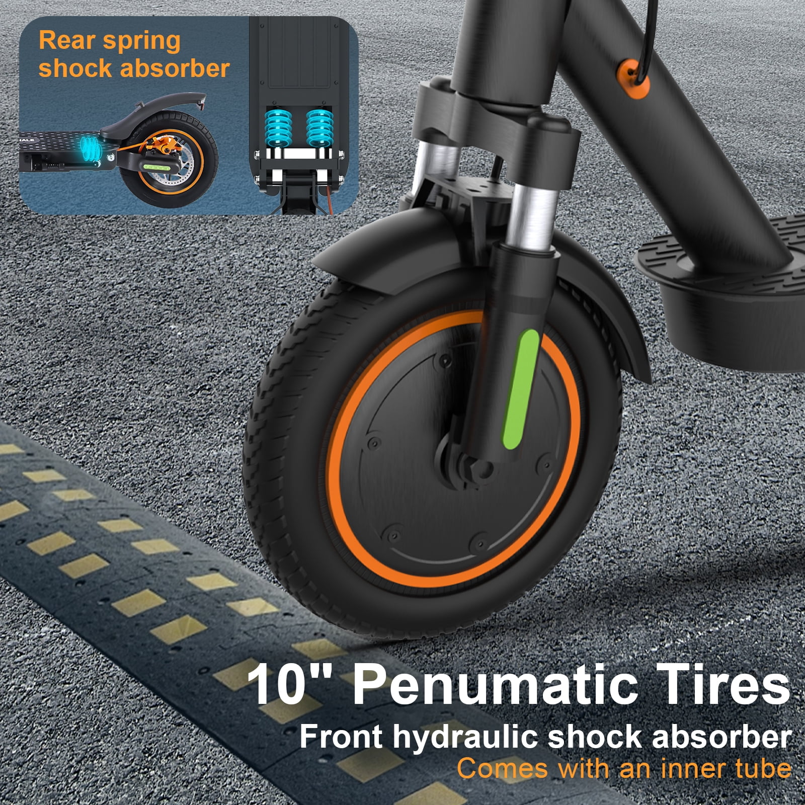 HONEYWHALE M2MAX-B Electric Scooter for Adults with Seat, Max 25 mile Range and 20 Mph Speed, 10" Pneumatic Tires, 500W Foldable E-scooter