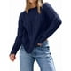 thumbnail image 2 of Suéteres de Cuello Redondo de Punto Extragrandes para Mujer Azul Marino XL, 2 of 6