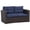 Blue, variant on 2 Piece Patio Wicker Corner Sofa Set, Outdoor PE Rattan Furniture with Curved Armrests and Padded Cushions for Balcony, Garden, or Lawn, Dark Blue