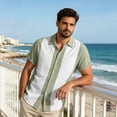 thumbnail image 5 of Bbyeadc Mens Short Sleeve Shirts Button Down Shirts Casual Beach Summer Shirts Wrinkle Free Vacation Shirts,Light Green(S), 5 of 6