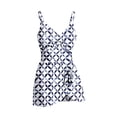 thumbnail image 4 of Mifsaly Swimdress for Women Tummy Control One Piece Swimsuit Geometric Floral Print Wrap Front Ruffle Skirted Swimwear Vacation Flattering Beachwear XL, 4 of 8