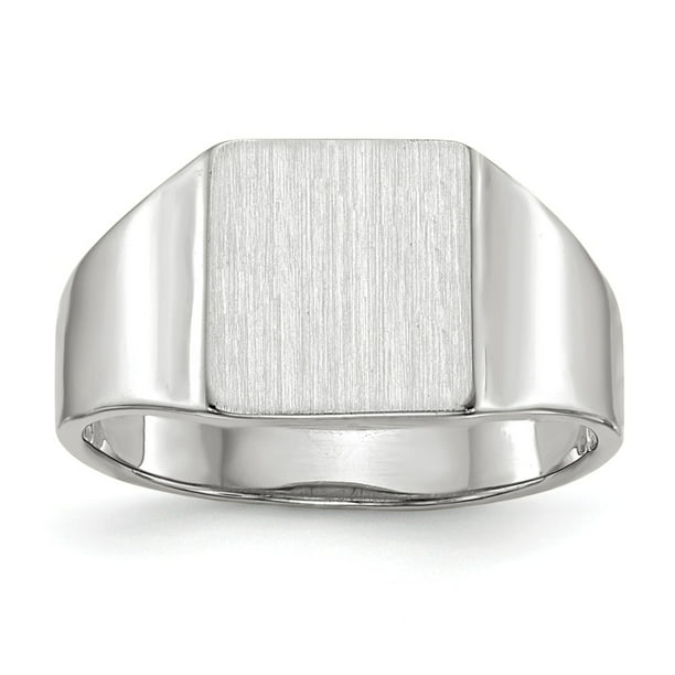 AA Jewels - Solid 14k White Gold 9.5x8.5mm Closed Back Engravable Monogram Signet Ring Band Size ...