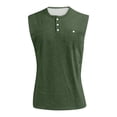 thumbnail image 4 of LISTHA Mens Tank Tops V Neck Button Casual Sleeveless Vintage T-Shirt Summer Workout Gym Polo Shirt with Pocket Dark Green M, 4 of 5