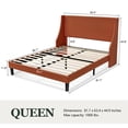 thumbnail image 3 of Einfach Queen Size Platform Bed Frame with Fabric Upholstered Wingback Headboard, Burnt Orange, 3 of 7