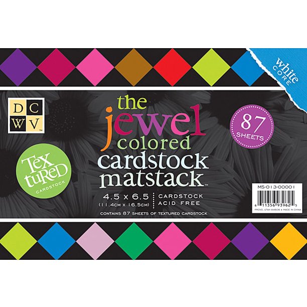 Cardstock Mat Stack Jewel 4.5X6.5 87Sh Textured White Core Walmart