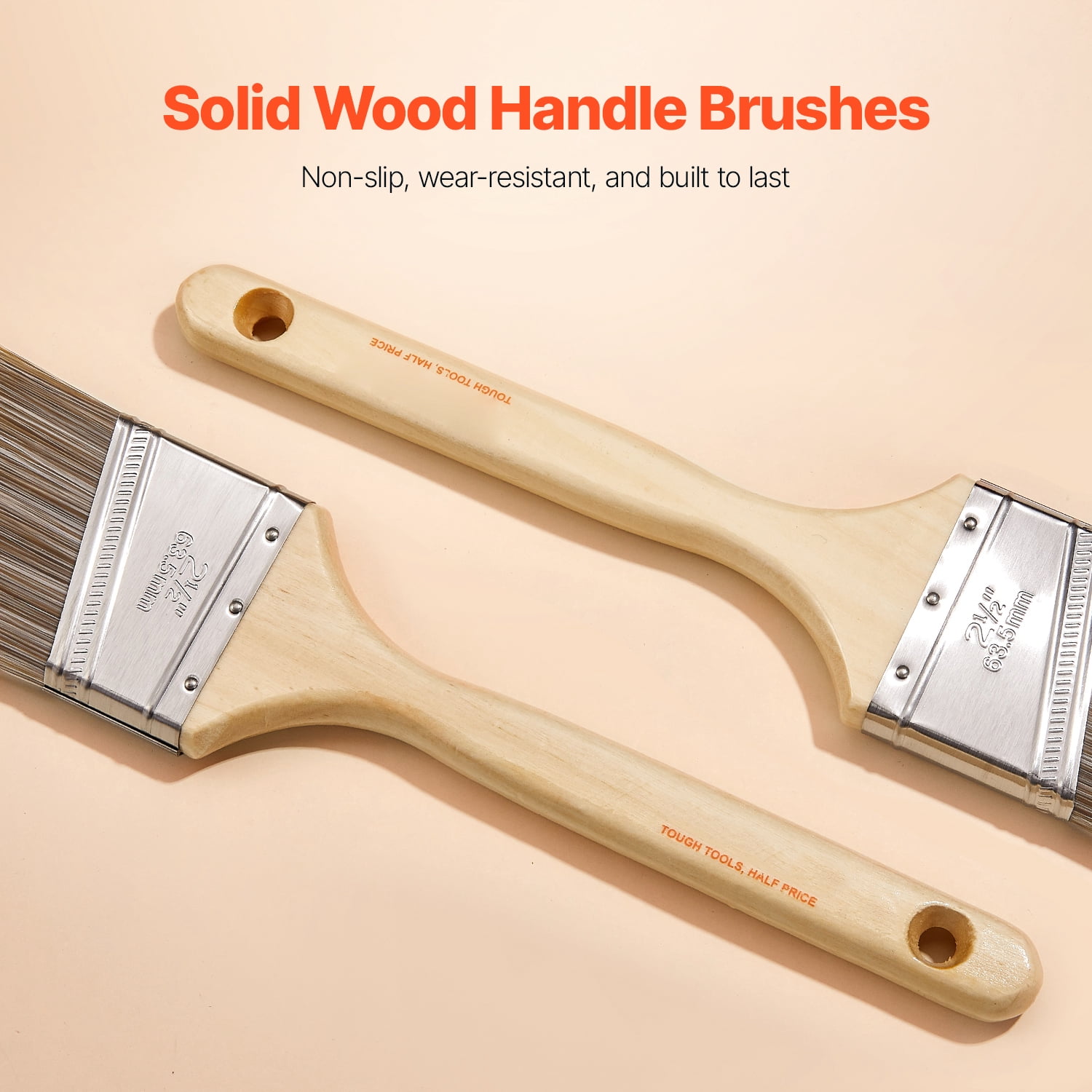 KFFKFF Painting Tools, Set of 12 Angled Paint Brushes, Crafted Wood Grip, Suitable for All Latex & Oil Paints, Stains, Ideal for Cabinets, Walls, Fences, Indoor & Outdoor Application