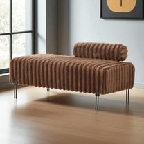 GZXS 49.6" Wide Upholstered Mini Loveseat w/ Adjustable Back 2-Seater Sofa Bench for Bedroom, Living Room, Hallway, Entryway, Modern Design (Brown)