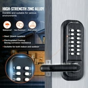 KFFKFF Mechanical Keyless Entry Door Lock with Handle, 14 Digit Keypad Front Door Lock Handle Set, Embedded Code Door Locks, Waterproof Zinc Alloy Gate Lock for Outdoor Fences, Combination Door Loc