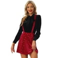thumbnail image 1 of Minifalda de Tirantes Allegra K de Terciopelo con Estrellas para Mujer Rojo S, 1 of 6
