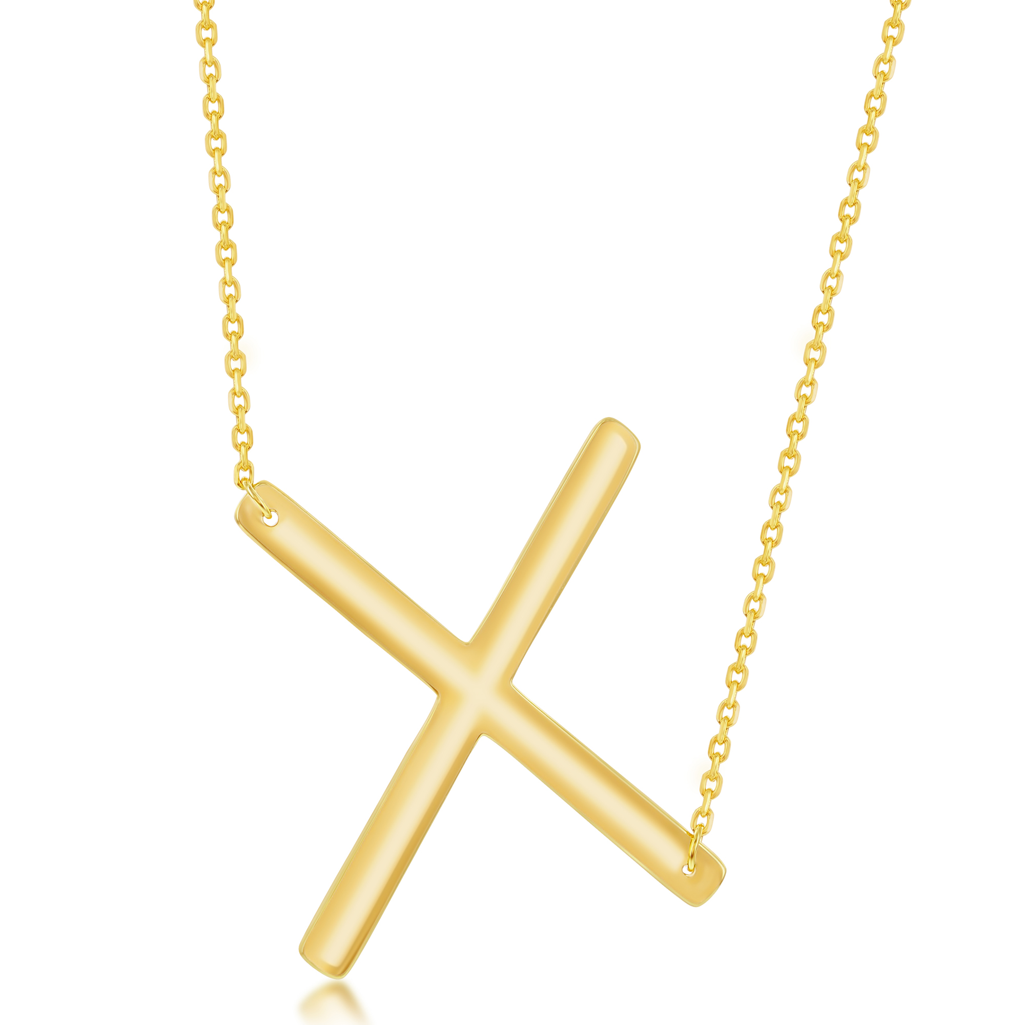 Bold-Face Custom Initial Monogram Pendant Necklace in 14k Yellow Gold