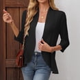 thumbnail image 6 of ClodeEU Women's Open Front 3/4 Sleeve Lightweight Cardigan,Casual Short Slim Top Black,Women's Plus L, 6 of 9