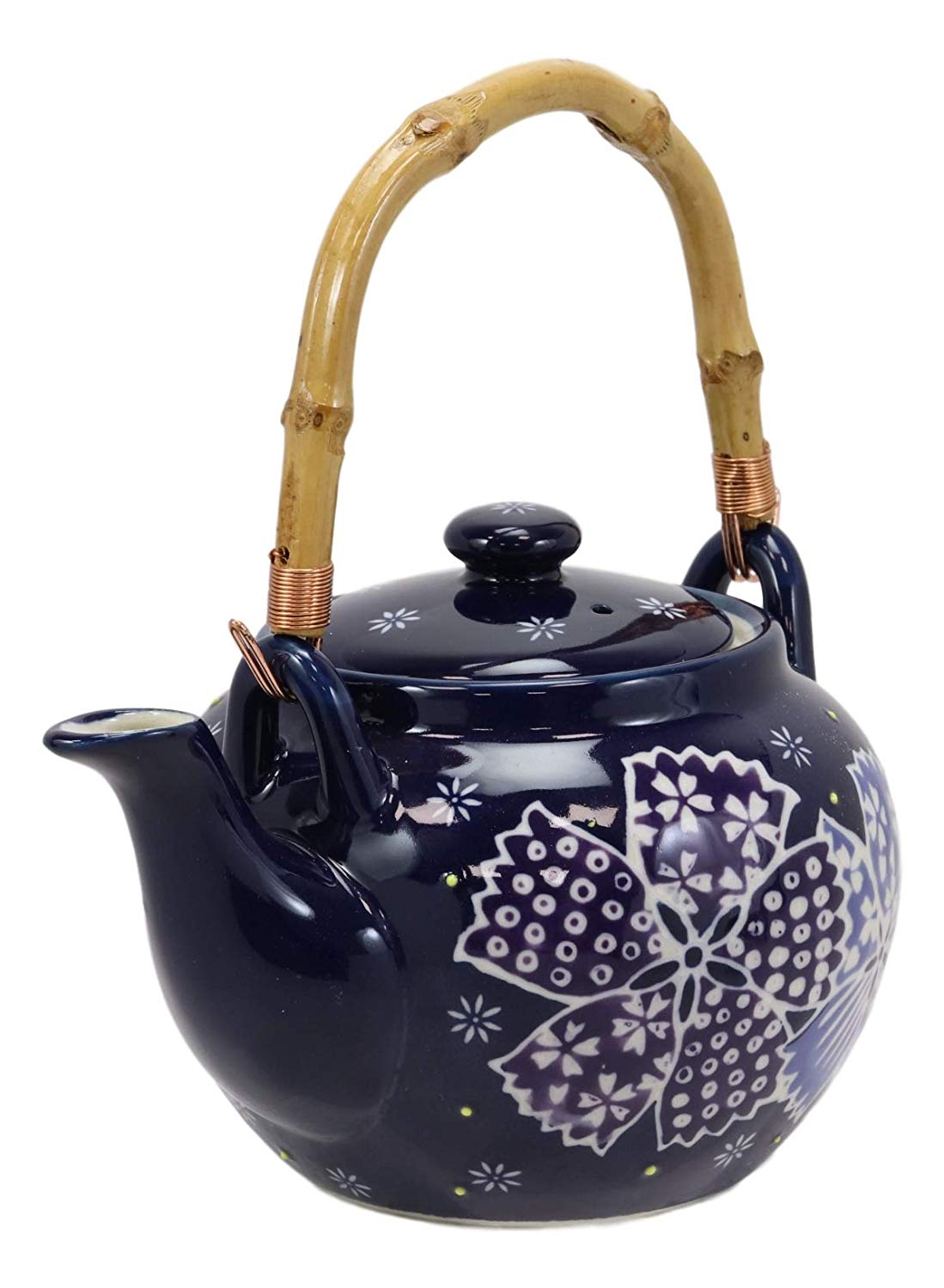 Blue Winter Frost Colorful Large Floral Blooms 25oz Tea Pot With 4 Cups Set - image 3 of 7