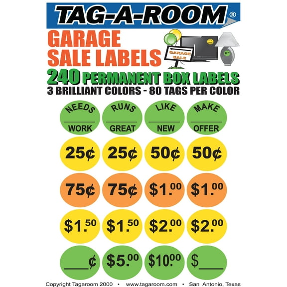 UBMOVE Multi -Color Garage Sale Labels to Identify Item Prices with 240 labels
