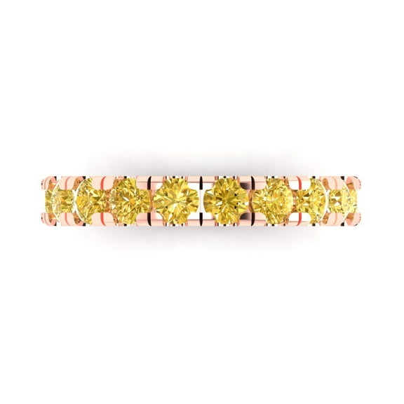 1 ctw Wedding Band for Women - 18K Rose Gold Simulated Yellow Diamond Stackable Eternity Ring
