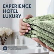 White Classic Hotel Collection Luxury Soft Cotton Hand Towels, Light Green, 16 x 30, 6 Pack
