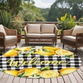 thumbnail image 4 of Round Area Rug 8 Ft, Yellow Lemons Washable Non-Slip Circle Carpet for Living Room/Bedroom, Summer Fruits Leaves Botanical Buffalo Plaid Collection Low-Profile Large Area Rugs for Indoor, 4 of 8