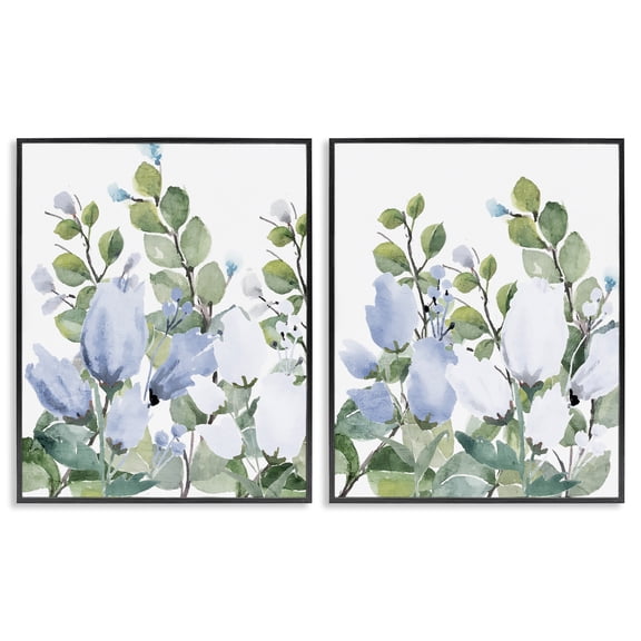 Stupell Industries Blue Spring Watercolors 2 Piece Black Framed Giclee Art Set, design by Kim Allen