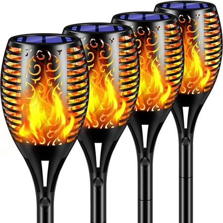 

Solar Torch Lights Waterproof Flickering Flame Solar Torches Dancing Flame 96 LED Landscape Decoration Lighting Dusk to Dawn Outdoor Security Path Light for Garden Patio Driveway (4 Packs)