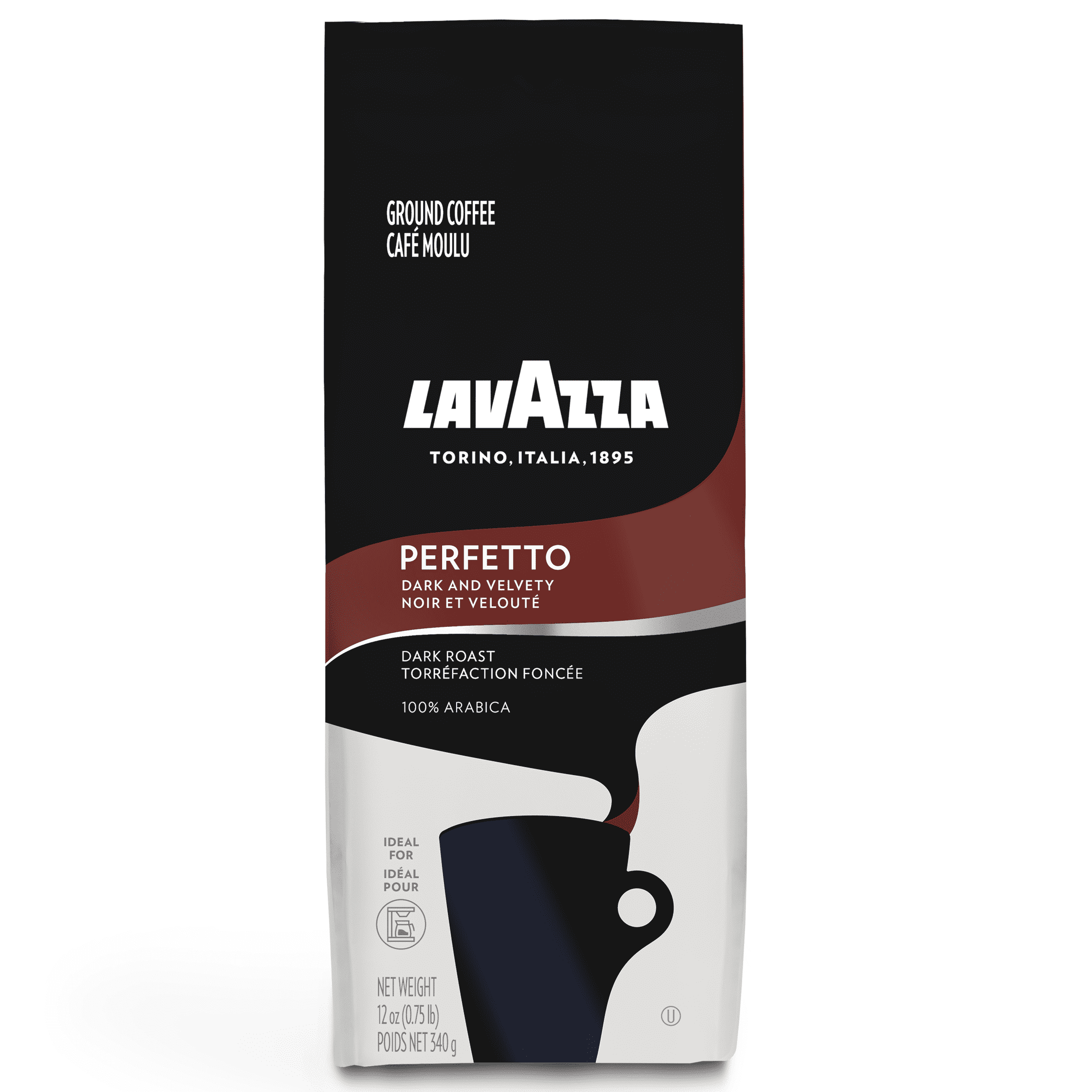 Lavazza Perfetto Ground Coffee Blend, Dark Roast, 12-Ounce Bag