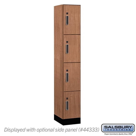 Salsbury Industries 44168RO-E 12 in. Wide Premier Wood Locker - Four Tier - 1 Wide - 6 ft. High - 18 in. Deep - Red Oak - Electronic Locks