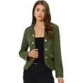thumbnail image 1 of Chaqueta Informal de Ante Sintético con Botones Steampunk Allegra K Verde M, 1 of 6