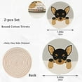 thumbnail image 3 of ZzWwR Cute Cartoon Chihuahua Dog 2 Pcs Round Woven Pot Holders Trivets Set, Cotton Coasters Placemats for Cooking Baking Hot Dish Pan Pot Bowl Teapot, 9.45 In + 7 In, 3 of 5