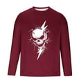thumbnail image 5 of Zylanna Men's Long Sleeve T-Shirts, Loose Activewear Crew Neck Halloween Print Casual Tops for Men Wine, 5 of 5