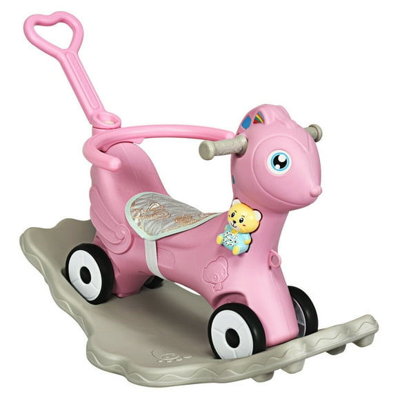 Gymax Baby Rocking Horse 4 in 1 Kids Ride On Toy Push Car w/ Music Indoor Outdoor Gift