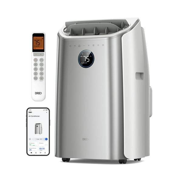Aire acondicionado portátil Dreo, unidad de aire acondicionado de 12.000 BTU para dormitorio con refrigeración sin drenaje, aire acondicionado inteligente para habitación interior