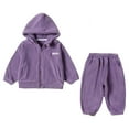 thumbnail image 2 of KYAIGUO 2Pcs Kids Toddler Fleece Hooded Pajamas Set for Boys Girls,Little Boys Girls Athletic Tracksuits Jammies Baby Fall Winter Sleepwear Thick Warm Loungewear ,Size 1-9Y, 2 of 8