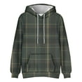 thumbnail image 4 of Men's Loose Fit Plaid Print Hoodie, Casual Long Sleeve Pullover Sweatshirt, Cozy Fleece Streetwear for Fall Winter, Christmas Holiday, Lounge and Casual Wear,Mint Green,XL, 4 of 5