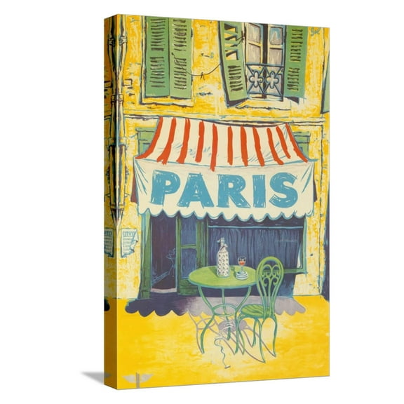 Art.com Outdoor Cafe, Paris, France Stretched Canvas Print Wall Art, 12" x 18"