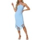 thumbnail image 1 of INSPIRE CHIC Vestido de fiesta para mujeres midi elegante con tirantes halter, sin mangas, con flecos, vestido de noche ajustado largo color azul cielo L, 1 of 5