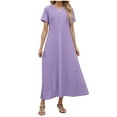 thumbnail image 2 of Xdegoge Womens Sundress Casual Dresses for Women Summer Casual Maxi Dress with Pockets Short Sleeve V Neck Sundress Beach Vacation Clothes Tracking My Recent Order, 2 of 8