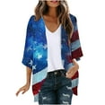 thumbnail image 3 of lcziwo Wamen Plus Size Shawl with Sleeves 4th of July American Flag Print Kimonos Cardigan Casual 3/4 Sleeve Cover Up Chiffon Cardigans Summer Tops Multicolor XXXXL Lightning Sales of Today, 3 of 6