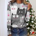 thumbnail image 2 of IROINNID Reduced Womens Long Sleeve Tops Loose Round-Neck Blouse Christmas Printing T-Shirt Tops,Gray, 2 of 4