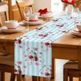 thumbnail image 5 of 4th of July Table Runner 70 Inches, Independence Day Pink Floral Blue Striped Bed Runner Dresser Scarves Tabletop for Indoor Outdoor Parties/Ceremony/Banquet, 13" x 70", 5 of 9