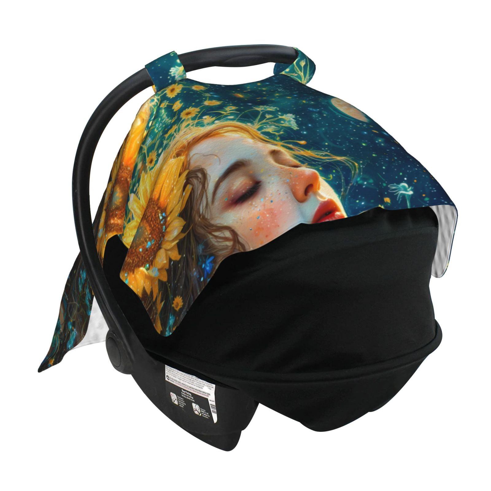 Car Seat Cover Baby - Starry Sky Sunflower Princess Breathable Infant Car Seat Cover for Baby Carseat, Lightweight Comfort Baby Essentials Must Haves Newborn Stuff for Girl Boy