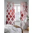 thumbnail image 3 of Red Morocco Sheer Curtains 2 Panels Set Abstract Retro Tribal Geometric Ethnic Lihgt Filtering Rod Pocket Voile Drape, Semi Sheer Window Curtains for Bedroom Living Room, 52"x84", 3 of 5