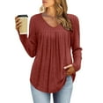 thumbnail image 2 of Maplenight Long Sleeve Shirts for Women Ribbed Knit V-Neck Lightweight Sweaters Casual Tunic Tops Outfits Womens Fall Tops, 2 of 8