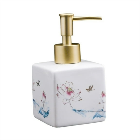 Soap Dispenser Ceramics Bottles Liquid Lotion Dispenser for Bathroom Kitchen Dispenser 9.5oz/280ml Chinese Retro Patterns