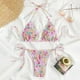 thumbnail image 3 of Conjunto de Bikini con estampado colorido para mujer, bañador con cuello Halter, diseño plisado, copas acolchadas inalámbricas, traje de baño para vadear, 3 of 5