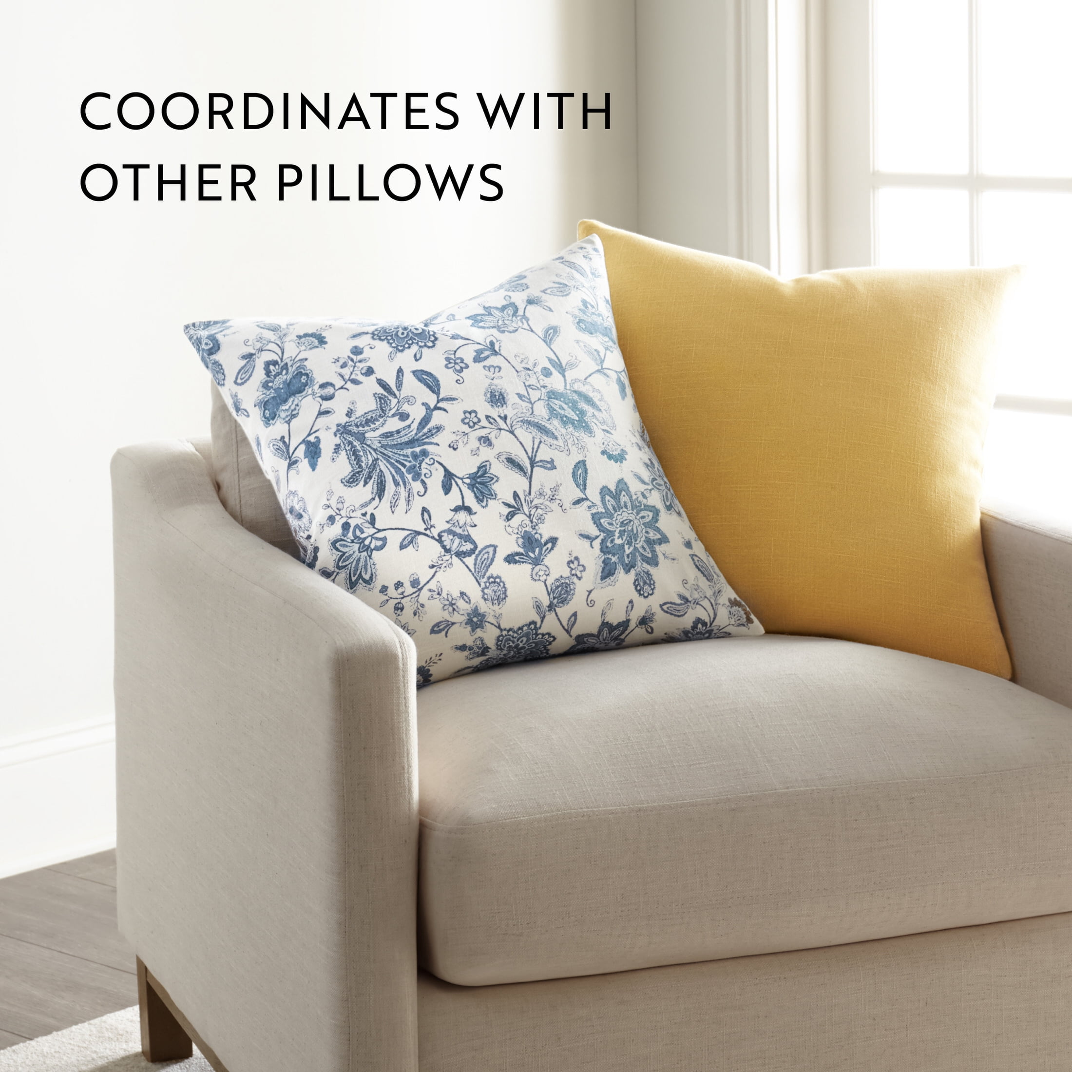 Noble Linens Elegant Cotton Decor Throw Pillow in Jacobean Pattern
