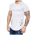 thumbnail image 5 of Nnhblu Men Polyester Short Sleeve Round Neck Holes and Irregular Tshirts Shirts For Men White S, 5 of 5