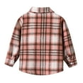 thumbnail image 5 of QUYUON Toddler Flannel Shirt Baby Boy Girl Lapel Neck Long Sleeve Collared Plaid Shirt Open Front Button-Down Cardigan Jackets with Pockets Kids Winter Coats Q-36-Pink 6-12 Months, 5 of 8