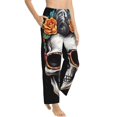 thumbnail image 6 of Salouo Flower Horn Skull A Print Women's Pajama Pants Casual Loose Sweatpants PJs Flowy Pants Drawstring Palazzo for Women Wide Leg Pants Lounge Pajama -Medium, 6 of 8