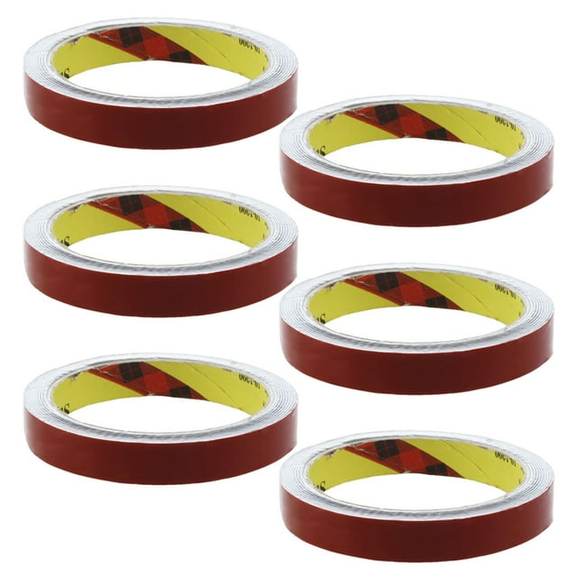 6X Ruban Adhésif Permanent Double Face Super Adhésif pour Véhicule Voiture, Rouge 15MM x