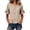 Khaki, variant on Womens Round Neck Ruffle Sleeve Blouse Peplum Hem Button Front Summer Top Casual Fitted Solid Color Cute Shirt (Wine,XL)