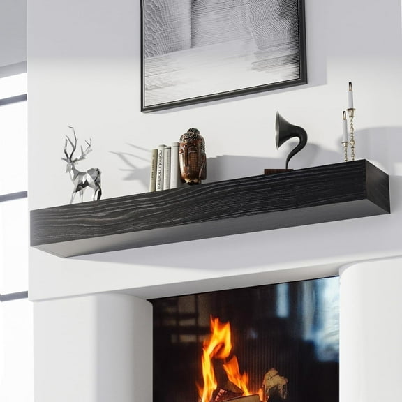 Woodty 72 in x 5 in Wood Natural Farmhouse Fireplace Mantel Shelf