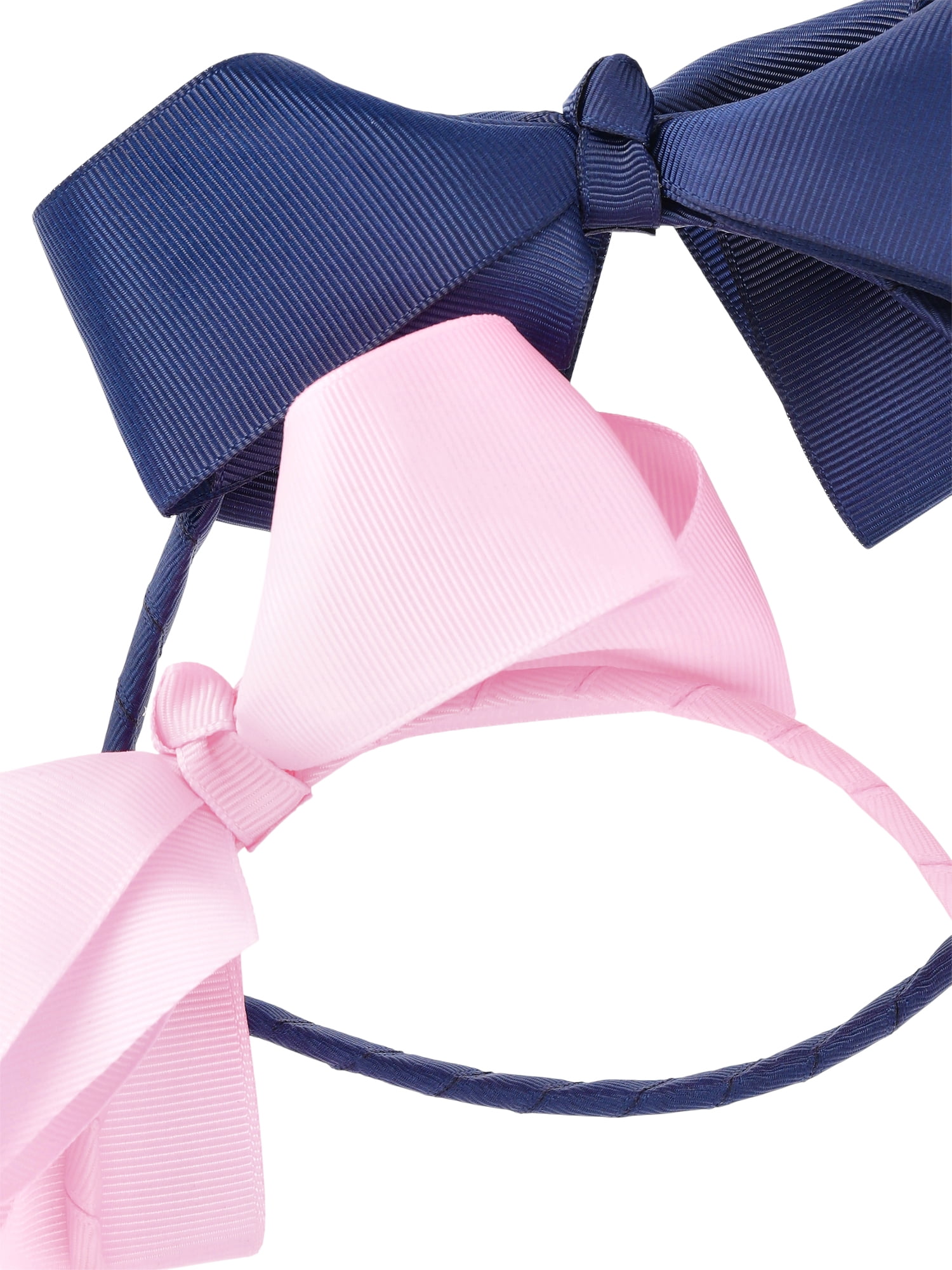 Wonder Nation Girls' Grosgrain Bow Headband, 2-Pack, Navy/Pink